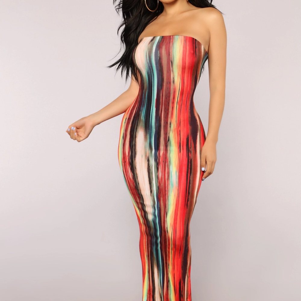 Rainbow Long Tube Dress